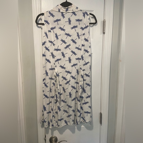 Big Island Size M Sleeveless Shell Button Dragonfly Print Collared Mini Dress - Picture 8 of 12